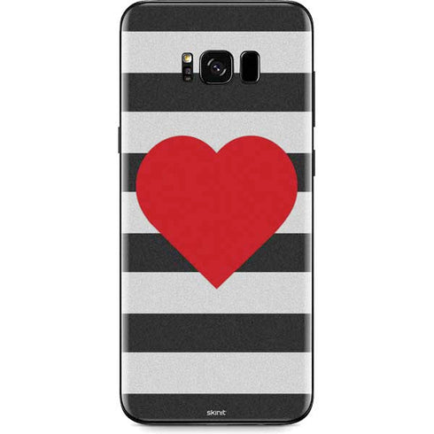 Black And White Striped Heart Galaxy S8 Plus Skin